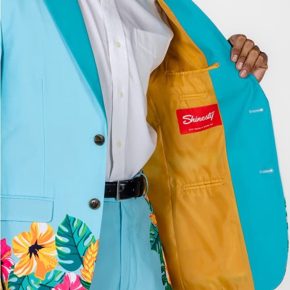 SHINESTY HIBISCUS Floral Hawaiian Derby Men’s Blazer NWT Size 56 - Picture 14 of 16